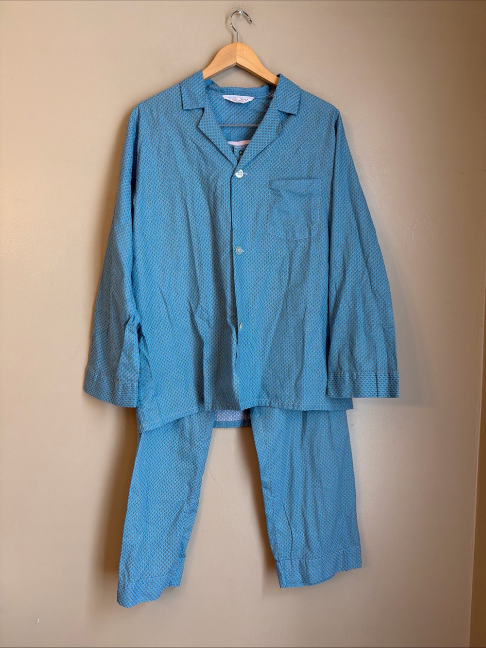 Vtg 70s Sears Perma-Prest Pajamas  Mens Medium  38-40 100% Cotton Geometric